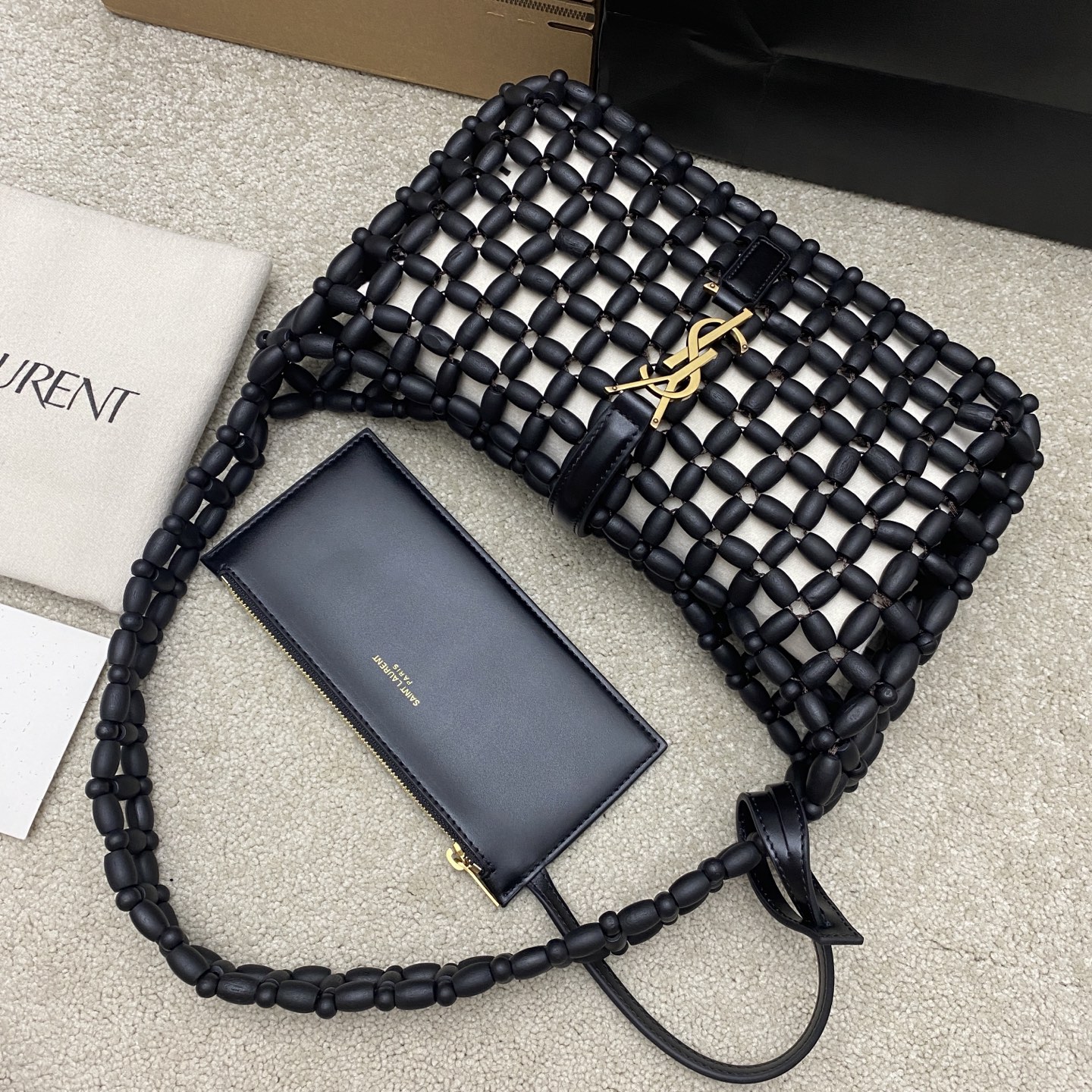 Saint Laurent YSL LE 5A7 생로랑 우드 비즈 호보백 가방 / 657228