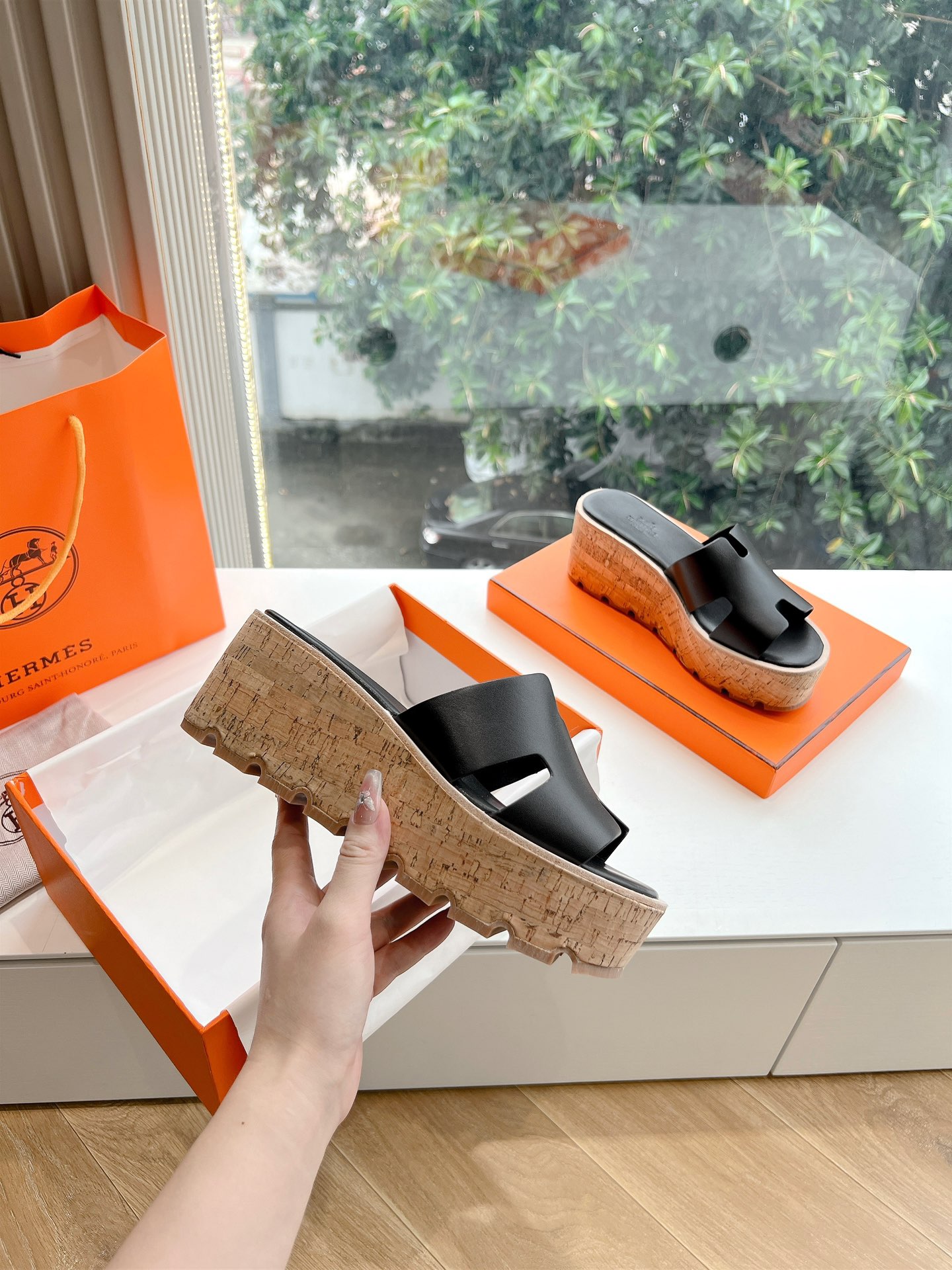 에르메스(HERMES) 웨지힐 슬리퍼 신발