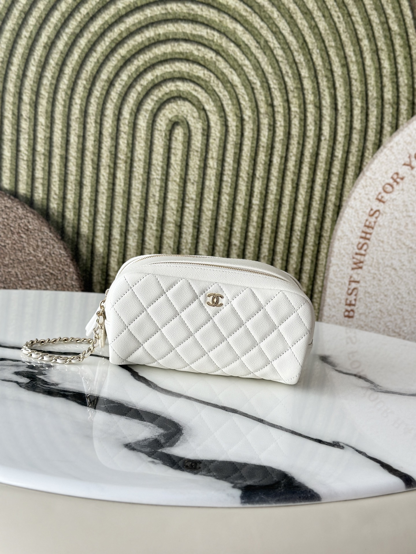 Chanel 샤넬 그레인 카우레더 세면·메이크업 파우치 백 가방