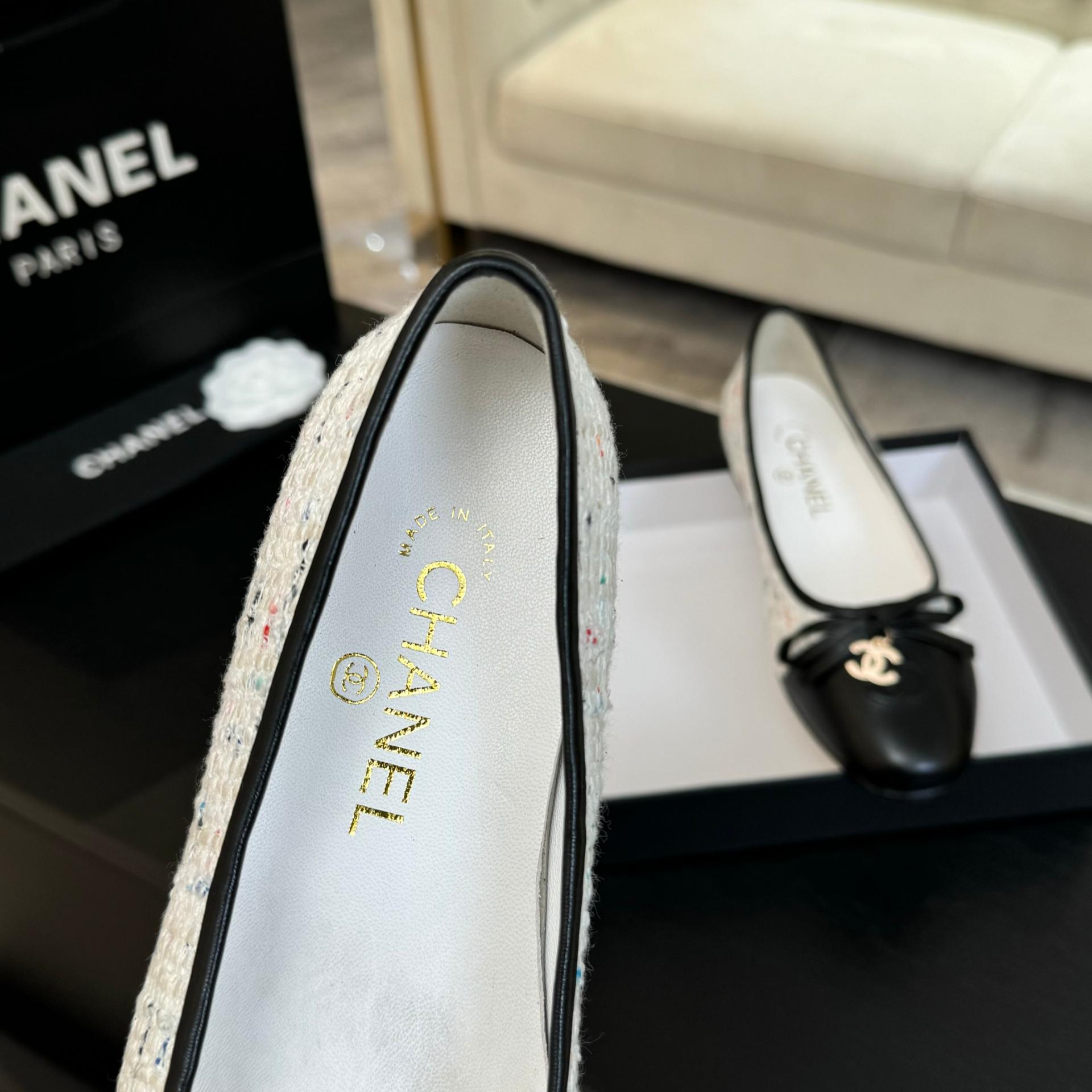 샤넬(CHANEL) 트위드 리본 플랫슈즈 신발