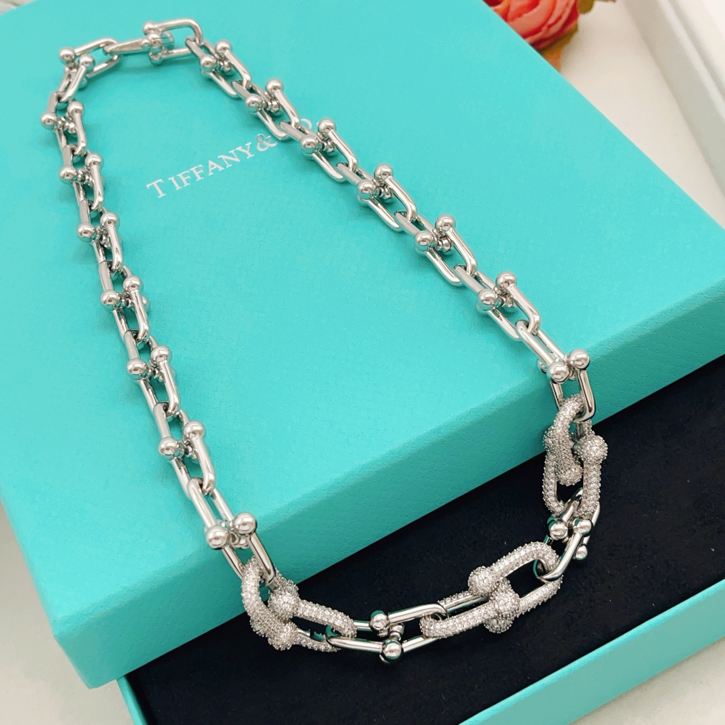 티파니(TIFFANY & CO.) 실버 큐빅 말굽 목걸이 악세사리