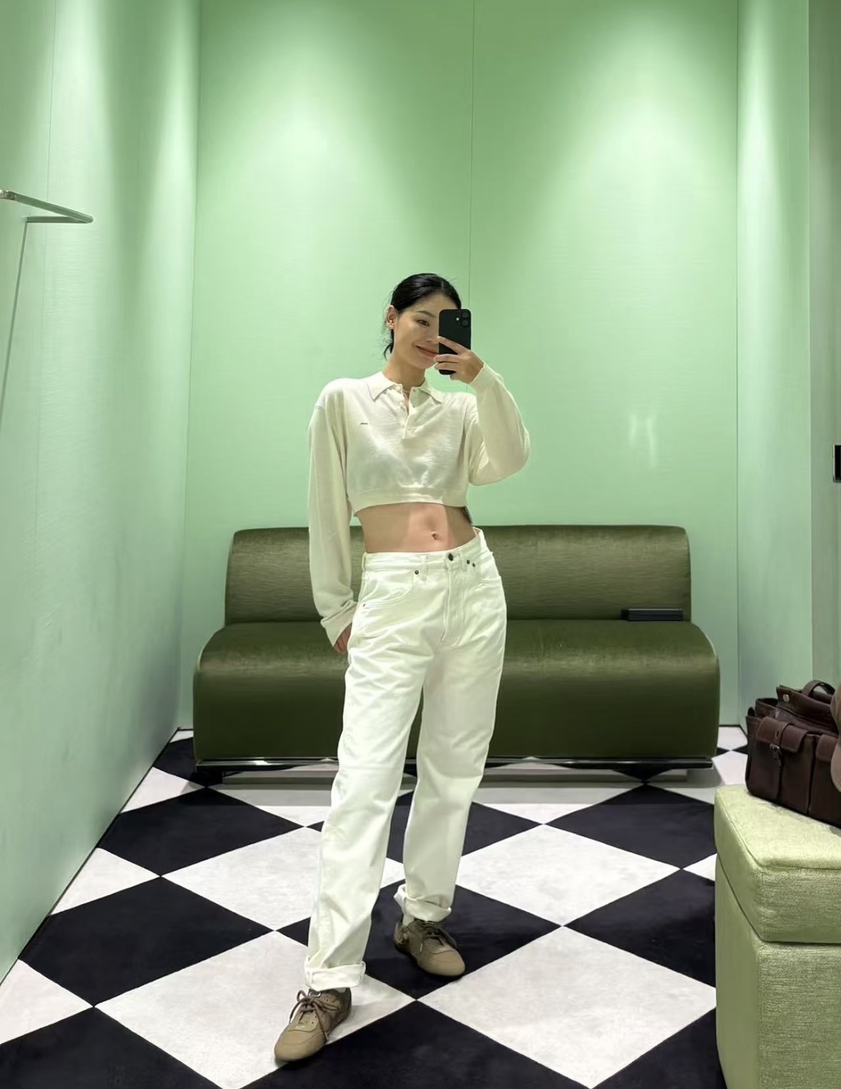 프라다(PRADA) 크롭 폴로 니트 상의 의류