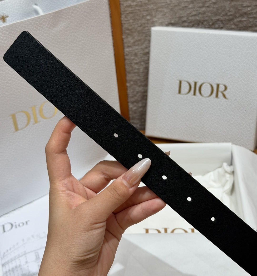 디올(DIOR) 리버서블 카프스킨 앤티크 핀 버클 벨트