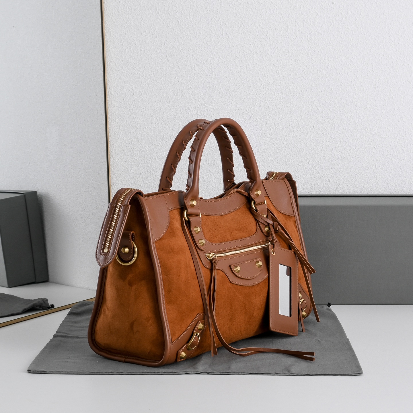 BALENCIAGA 발렌시아가 Le City 르 시티 스웨이드 컴비네이션 카프스킨 모터사이클 백 가방