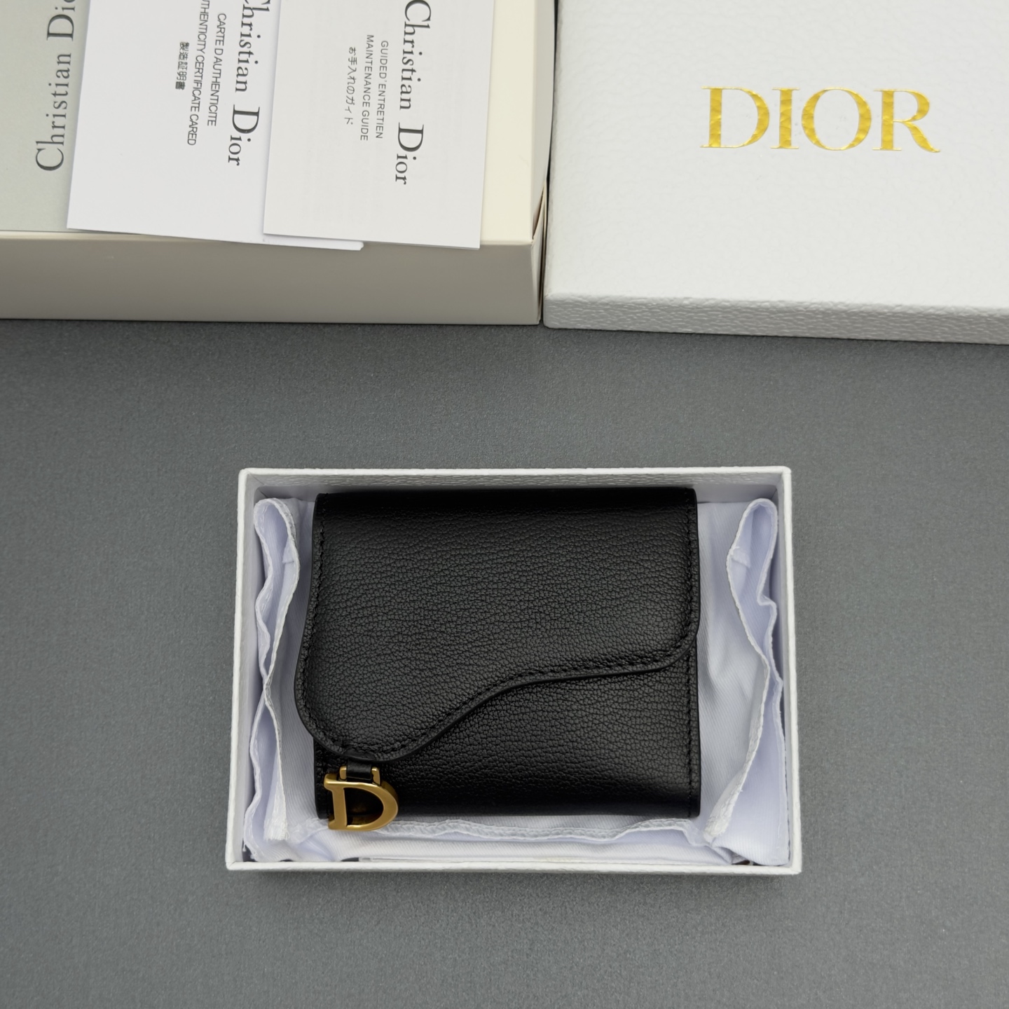 [Dior] 디올 Lotus 로터스 새들 고스트 그레인드 미니 지갑