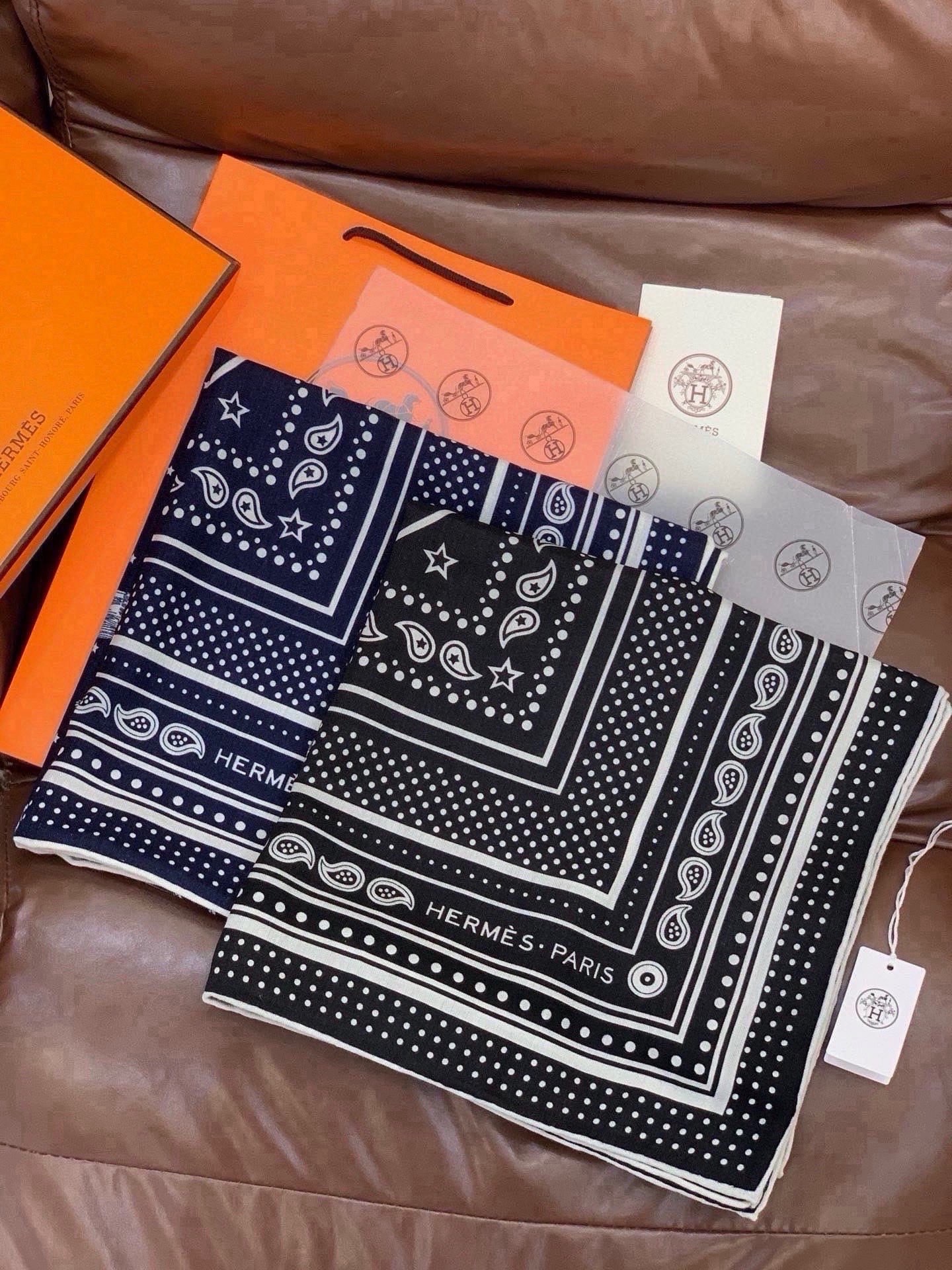 에르메스(HERMES) 그래픽 패턴 캐시미어 실크 숄 목도리 스카프