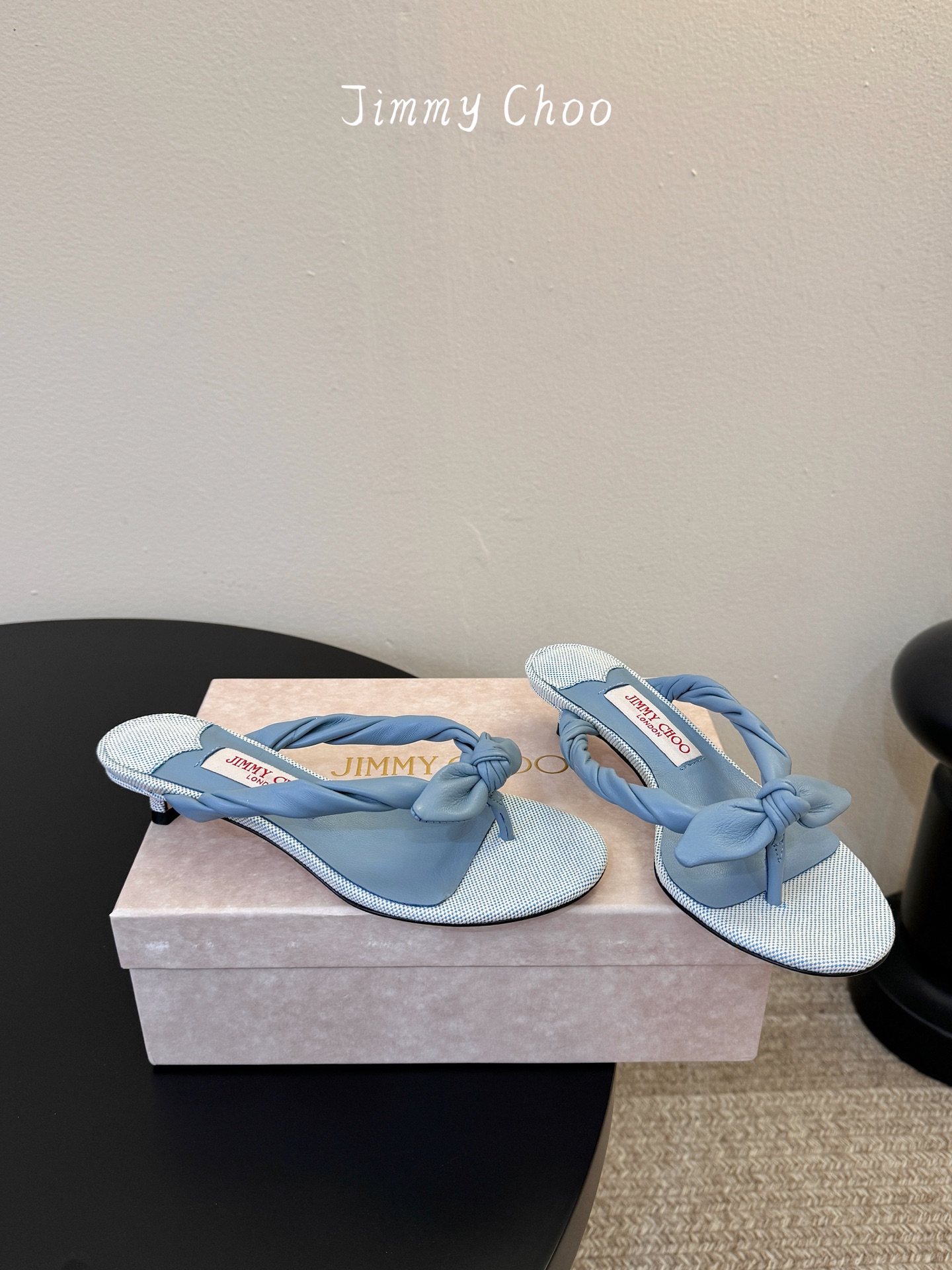 지미추(Jimmy Choo) 체크 리본 토포스트 쪼리 슬리퍼 신발