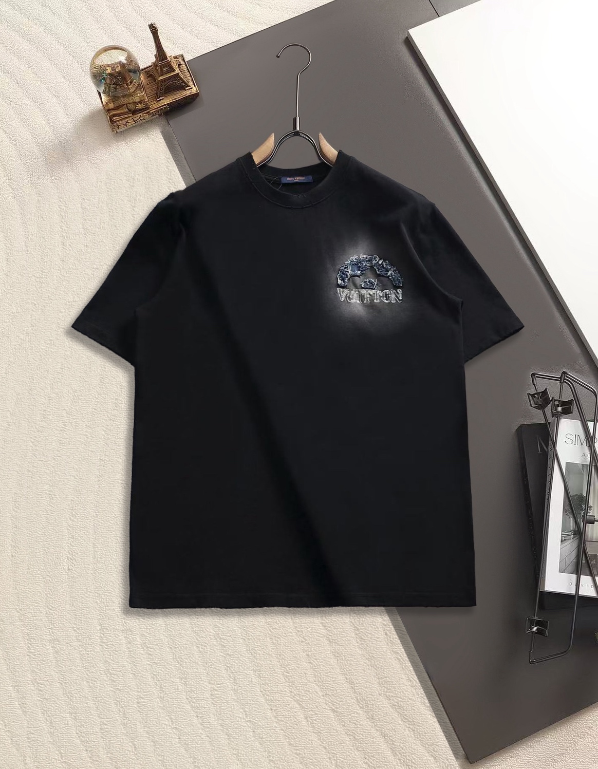 루이비통(LV) 패치 자수 워싱 후드티 상의 의류