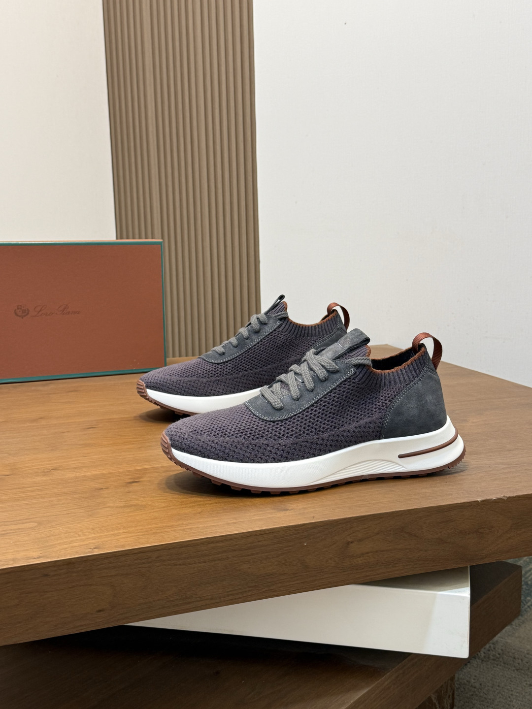 [Loro Piana] LP 로로 피아나 썸머 안톤 워크 레더 앤 패브릭 보트 슈즈 스니커즈 신발