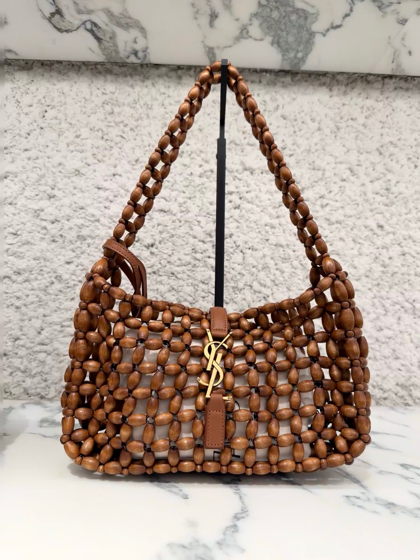 Saint Laurent YSL LE 5A7 생로랑 우드 비즈 호보백 가방 / 657228