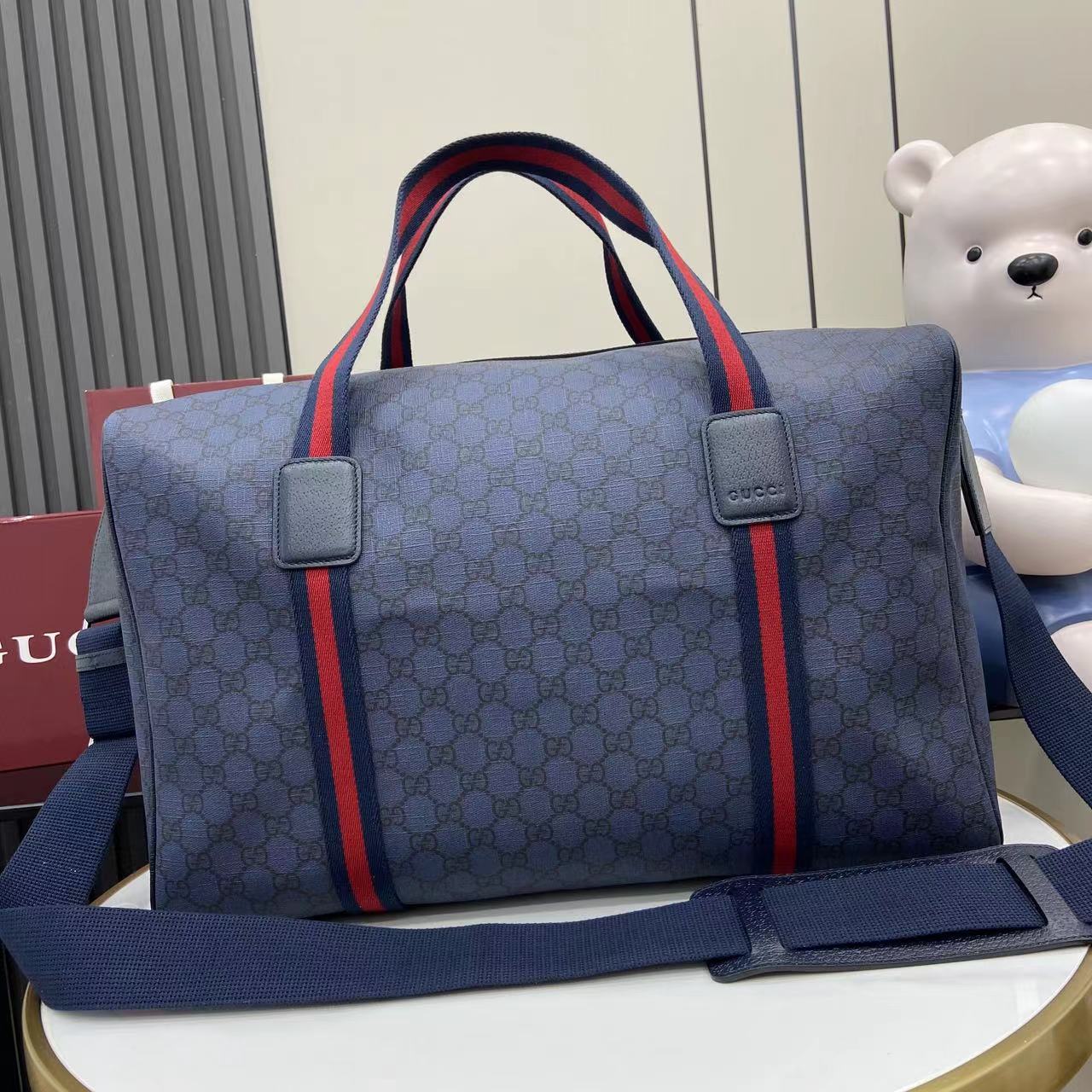 GUCCI 구찌 GG 테니스 라지 여행 가방 (더플백 - 네이비)