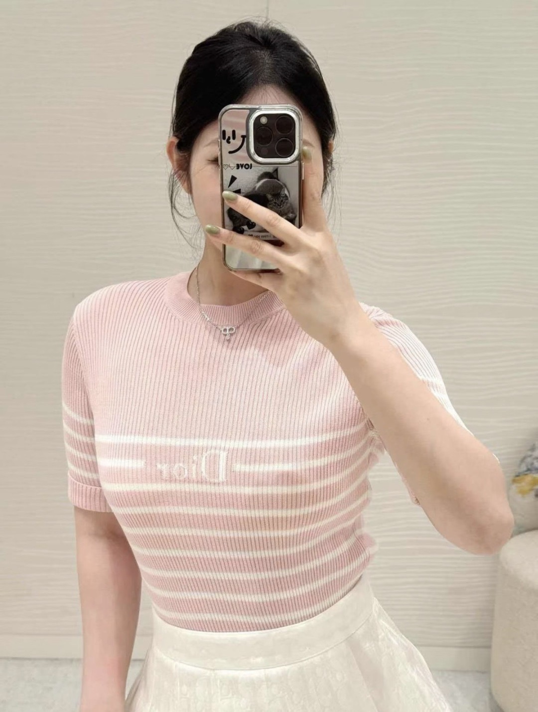 디올(DIOR) 레터링 반팔 골지 니트 의류