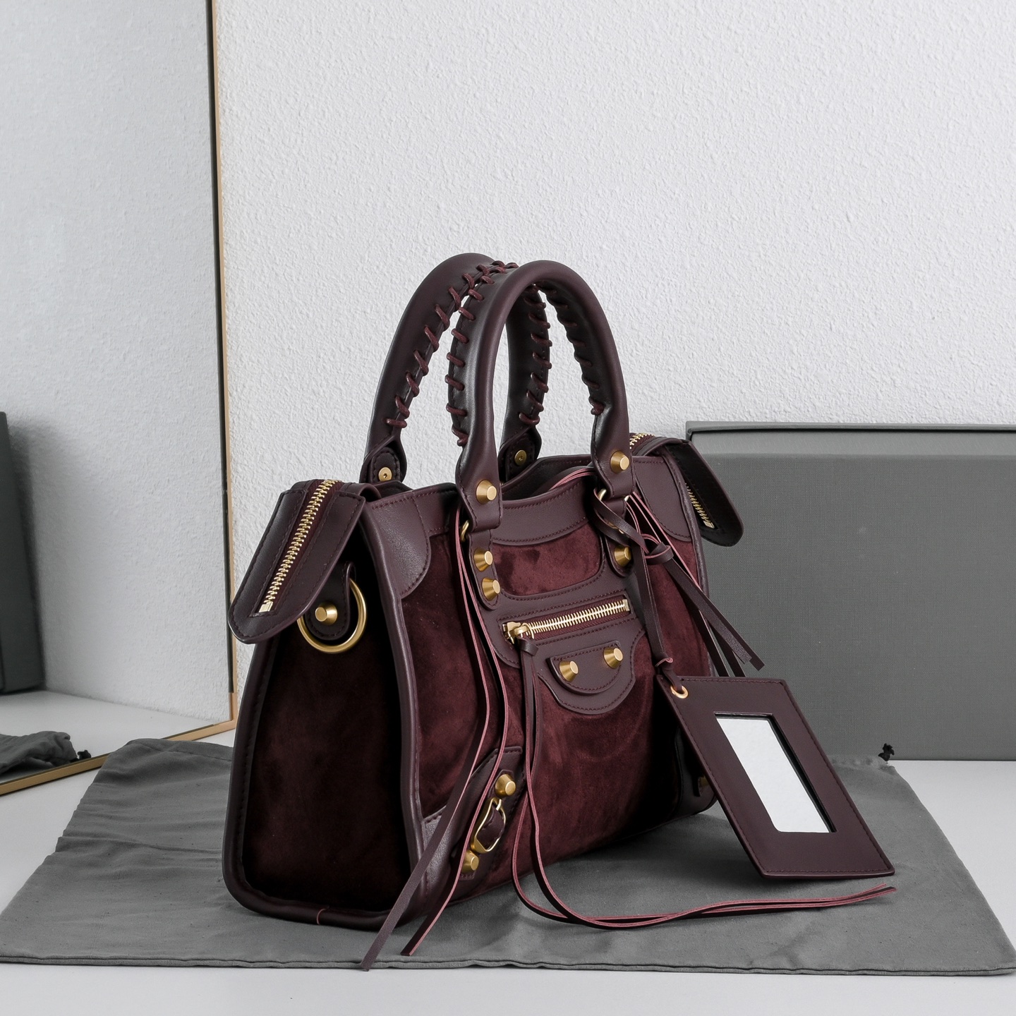 BALENCIAGA 발렌시아가 Le City 르 시티 스웨이드 컴비네이션 카프스킨 모터사이클 백 가방