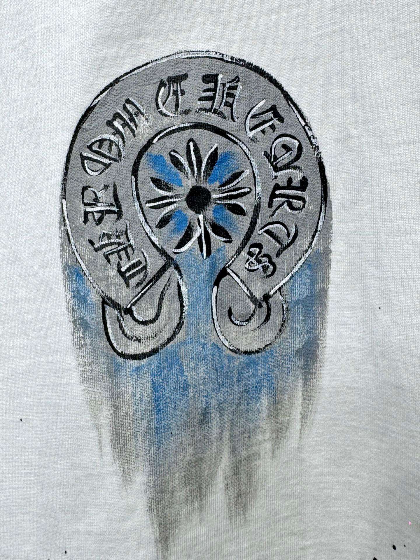 크롬하츠(CHROME HEARTS) 핸드드로잉 크로스 반팔 티셔츠 상의 의류