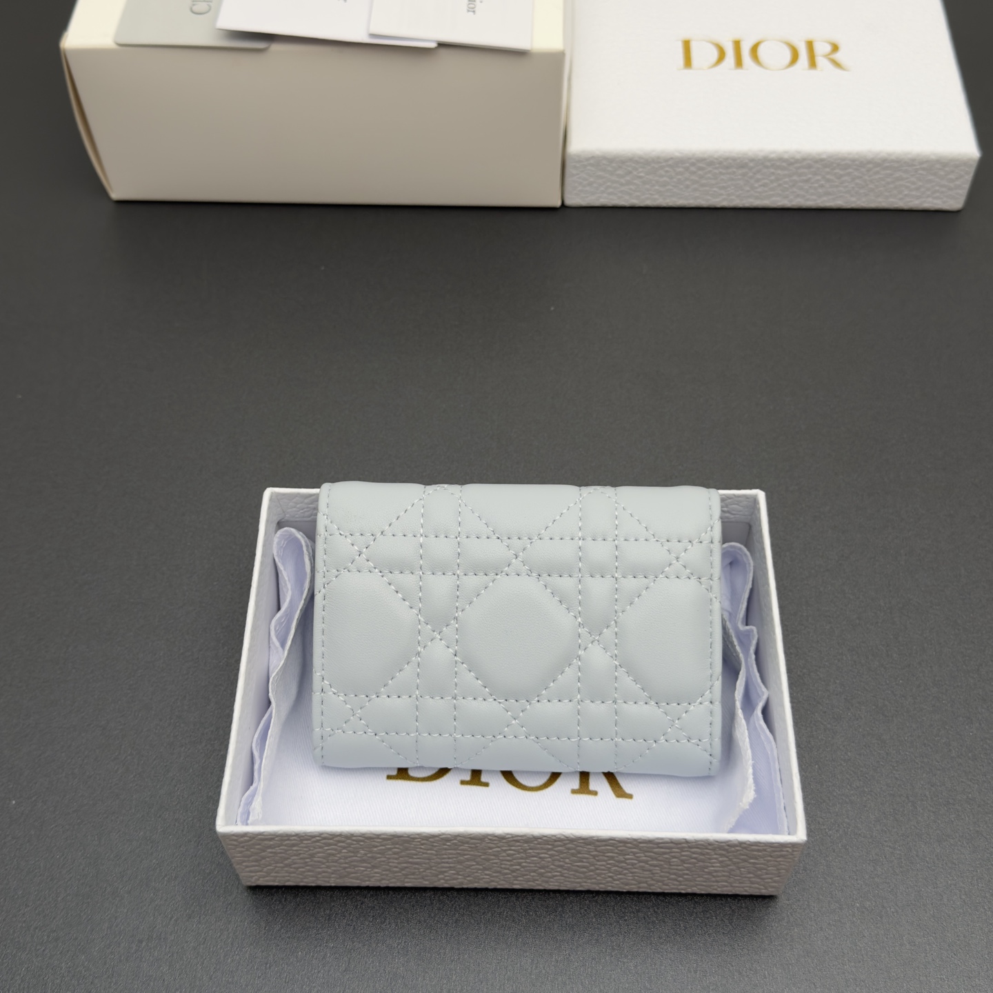 [Dior] 디올 Lady Freesia 레이디 프리지아 까나쥬 램스킨 지퍼 미니 지갑 / S2607