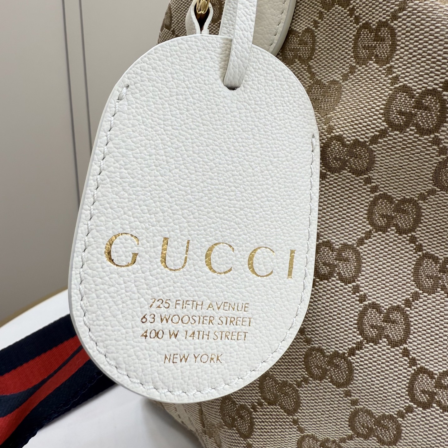 GUCCI 구찌 Gucci NY 컬렉션 브레라(Brera) 캔버스 토트백 - 샌드/화이트 가방