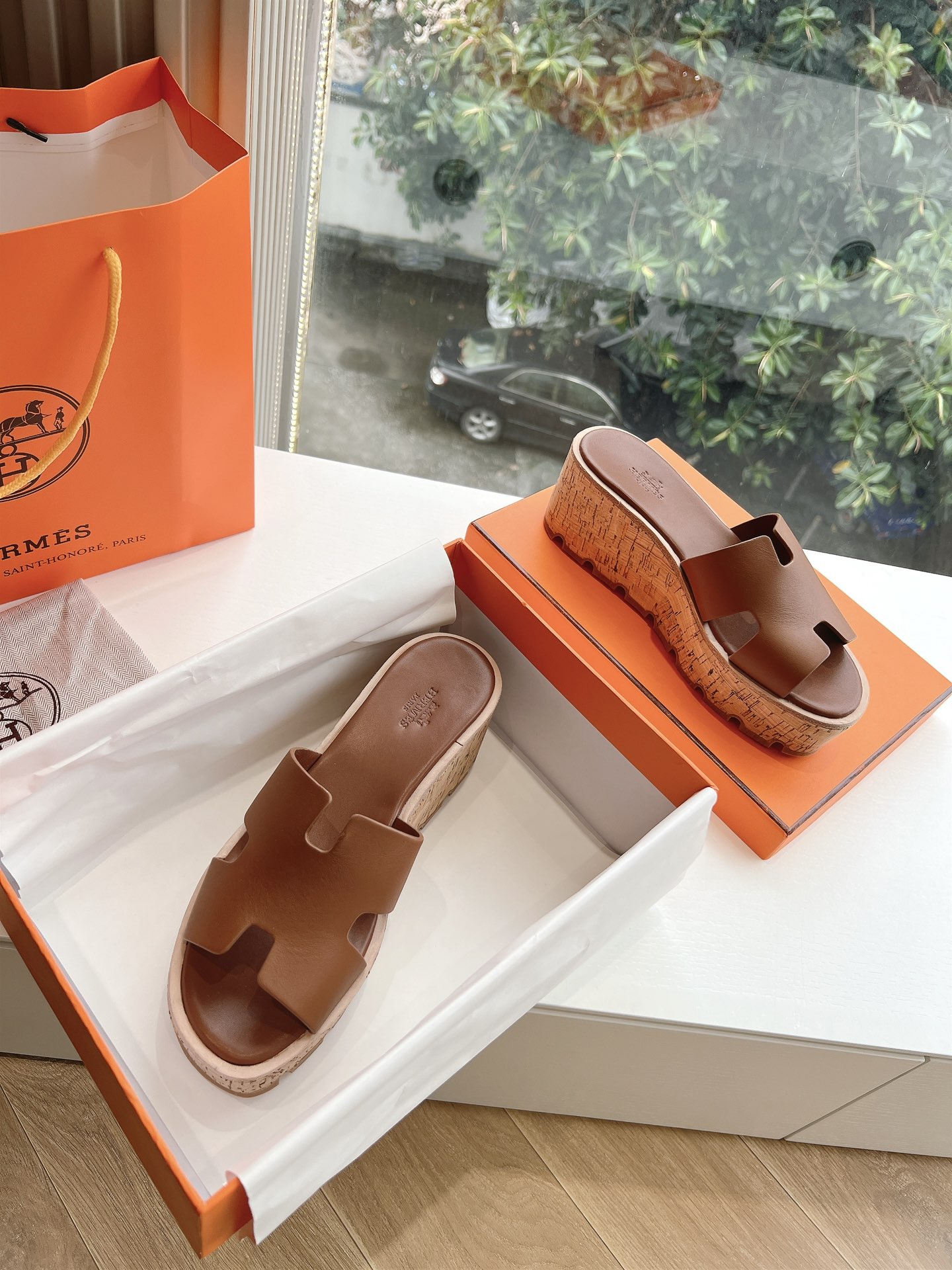 에르메스(HERMES) 웨지힐 슬리퍼 신발