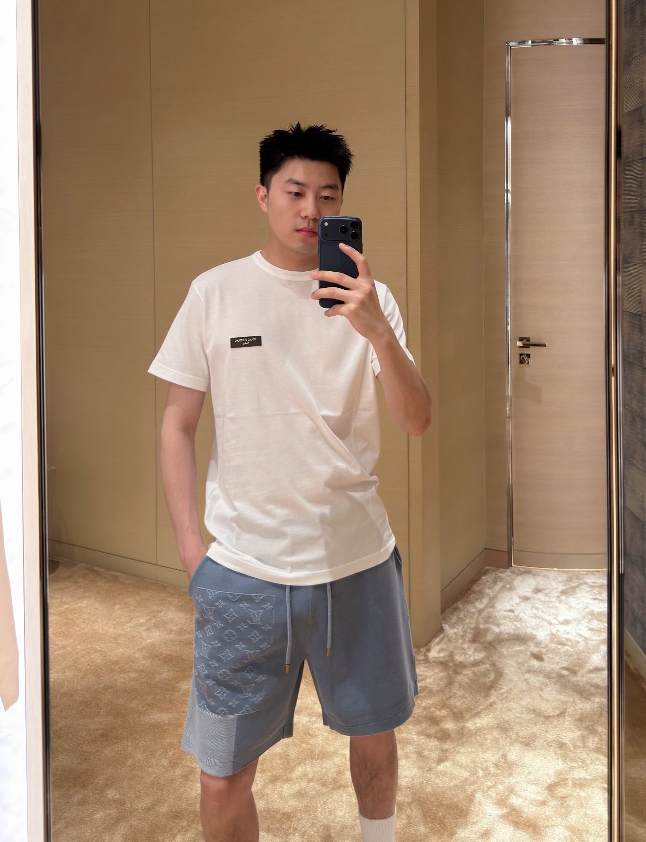 루이비통(LV) 드로스트링 니트 반바지 하의 의류