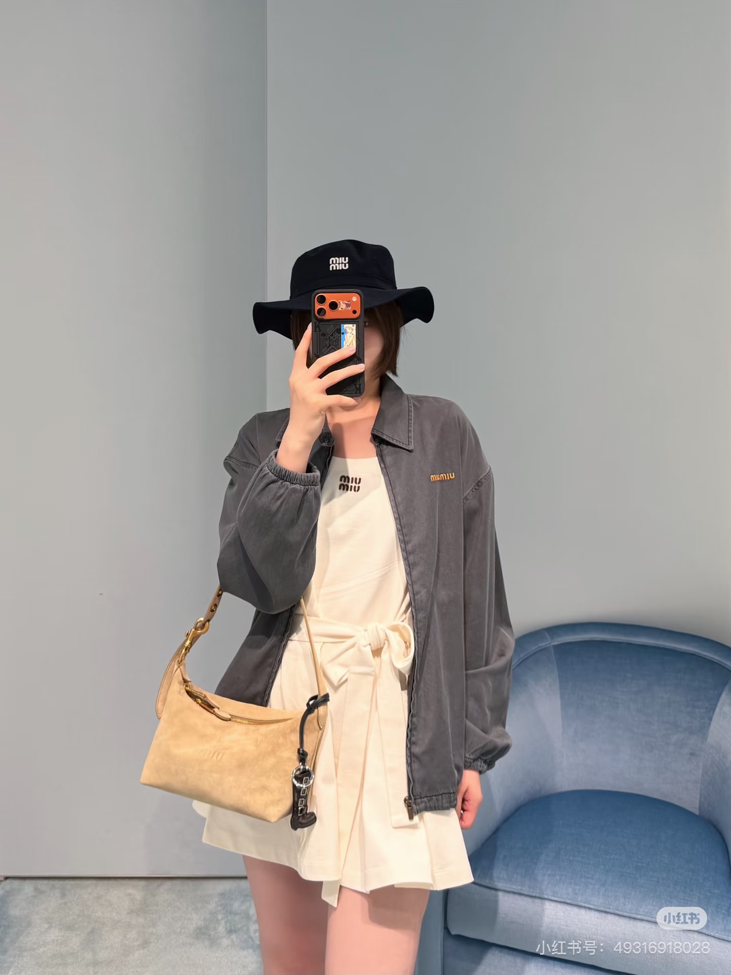 미우미우(MIU MIU) 워싱 데님 워크 재킷 상의 의류