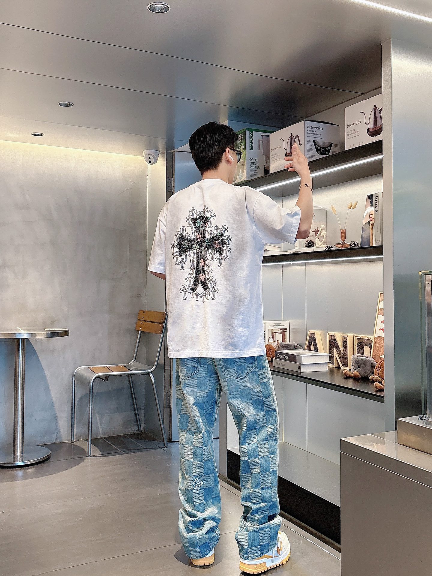 크롬하츠(Chrome Hearts) 크로스 자수 핫픽스 반팔 티셔츠 상의 의류