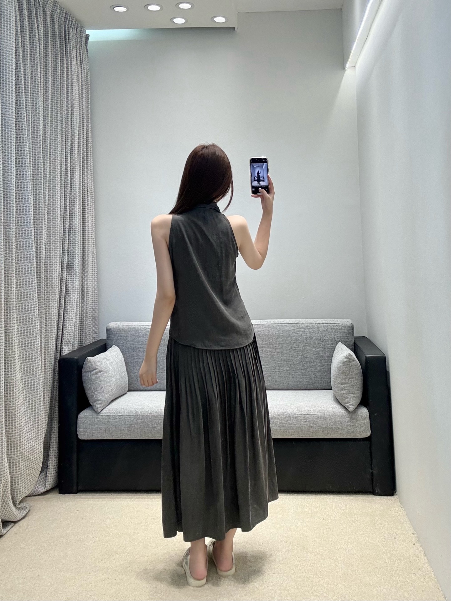 Dior CD 디올 26SS 미니멀 슬릿 셔츠 + 스커트 셋업 세트 의류