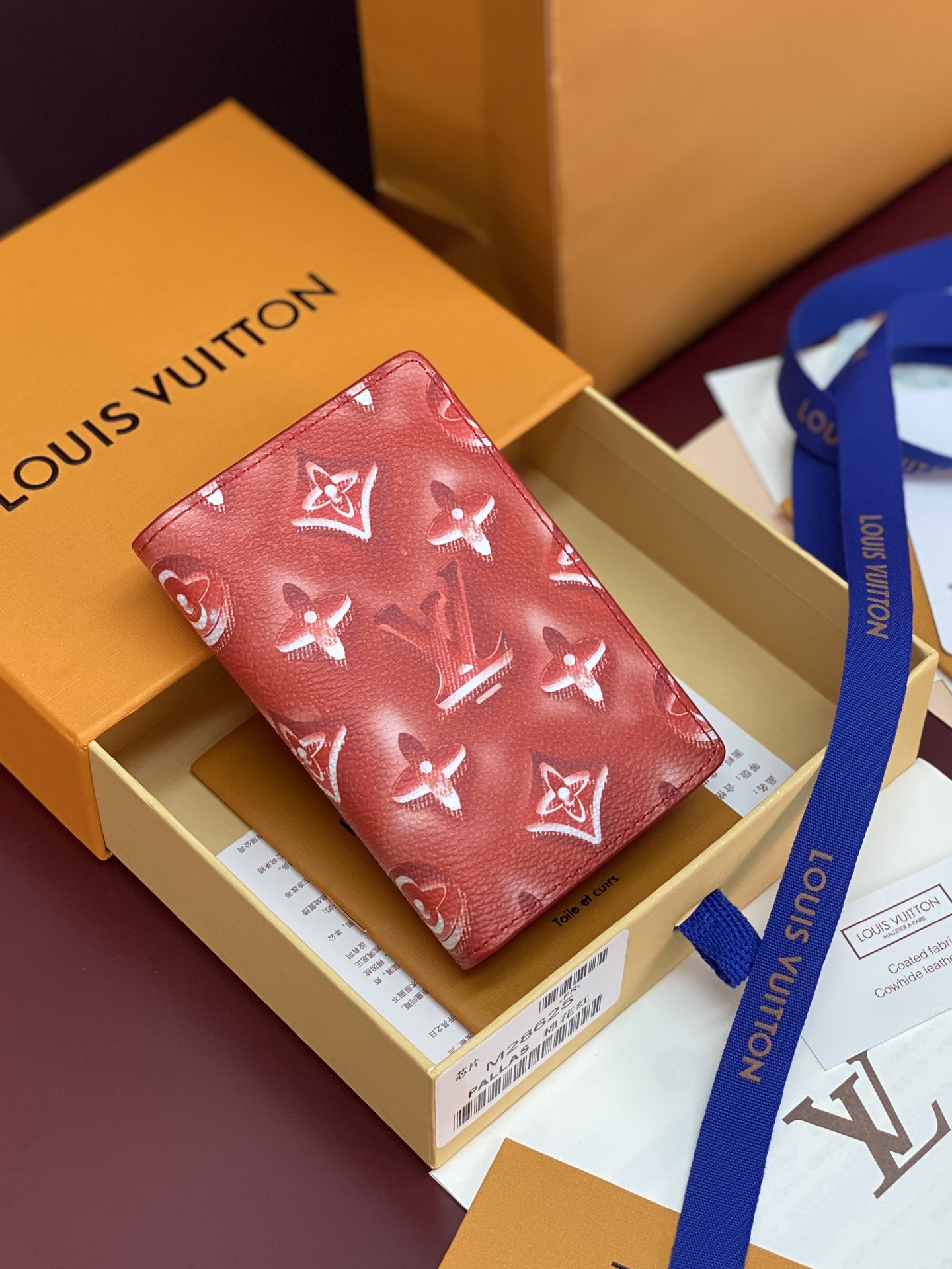 [Louis Vuitton] LV 루이비통 모노그램 포켓 오거나이저 카드 지갑 (코튼 레드)
