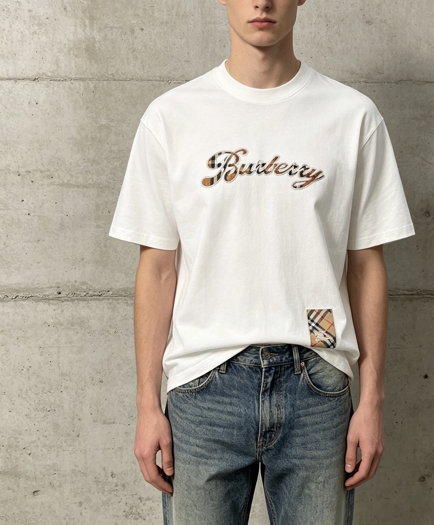 버버리(BURBERRY) 체크 패치 자수 반팔 티셔츠 의류