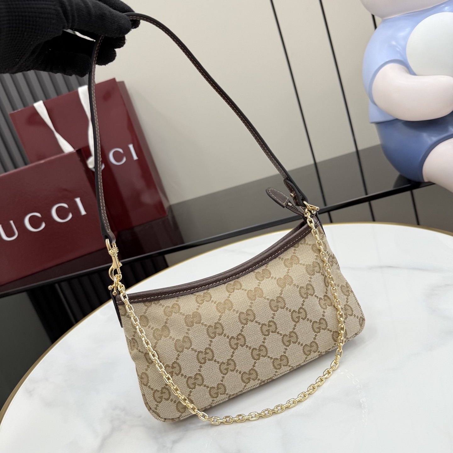 [Gucci] 구찌 (Generation) GG 캔버스 투웨이 미니 체인백 (샌드/브라운) 가방