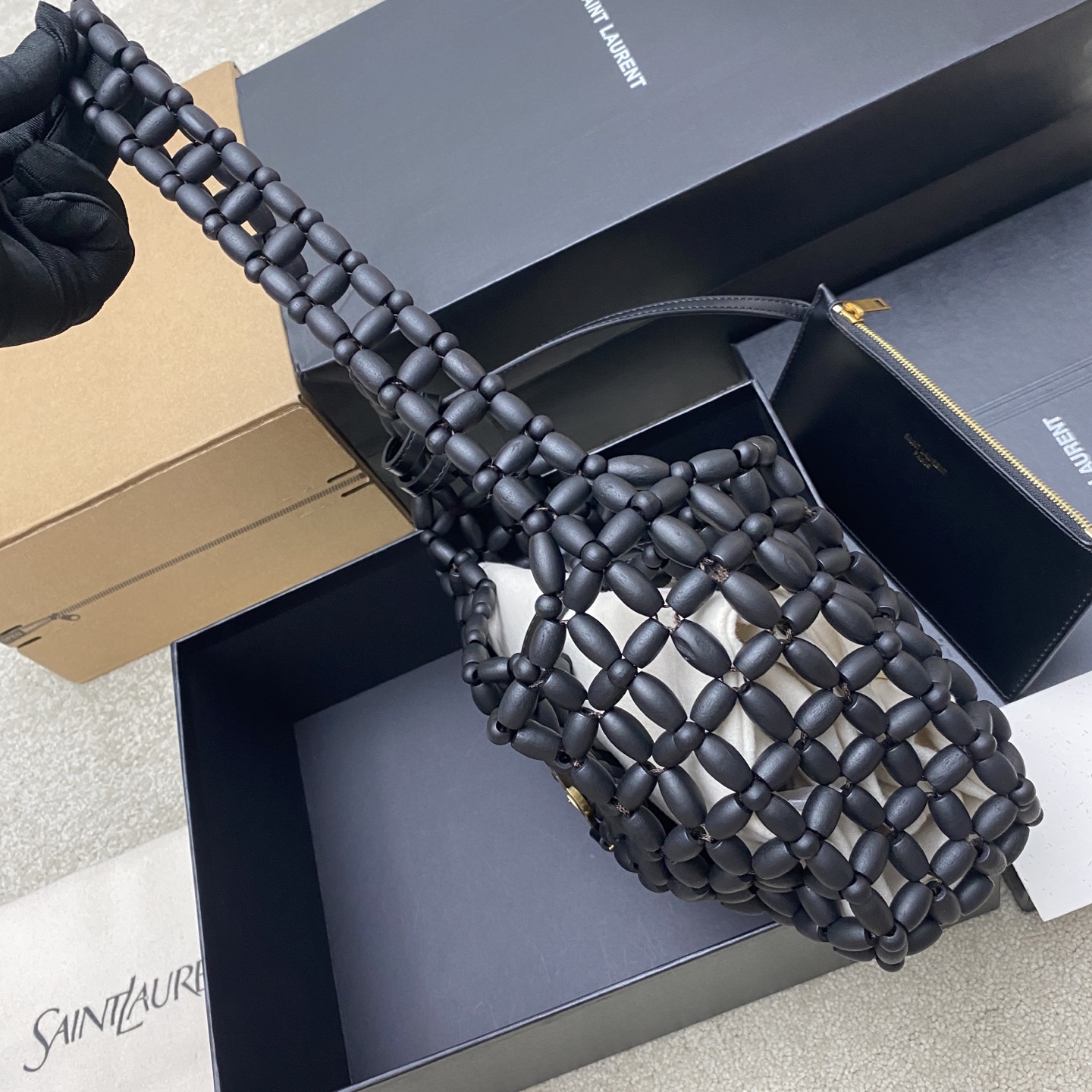 Saint Laurent YSL LE 5A7 생로랑 우드 비즈 호보백 가방 / 657228