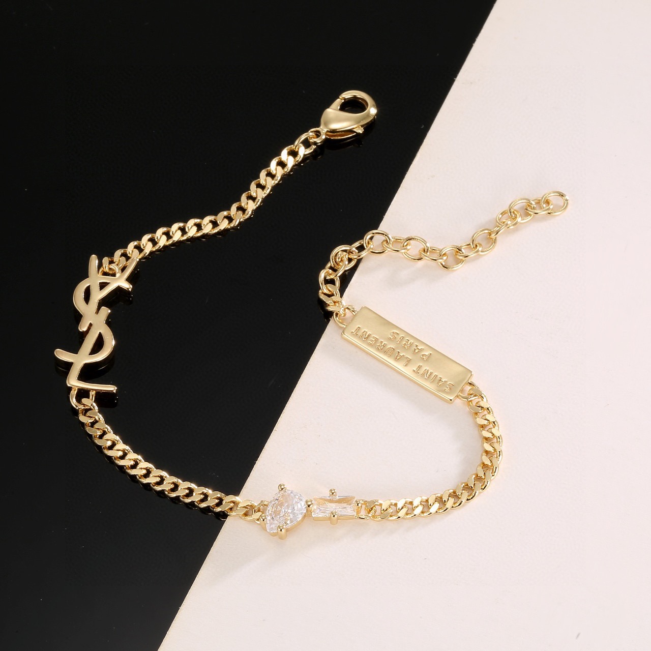 생로랑(YSL) 로고 큐빅 체인 팔찌 악세사리