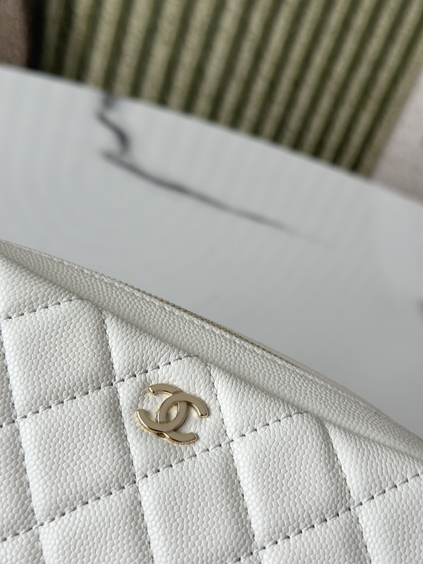Chanel 샤넬 그레인 카우레더 세면·메이크업 파우치 백 가방