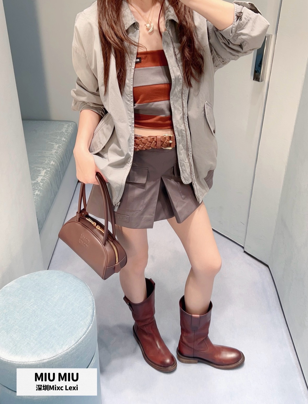미우미우(MIU MIU) 워싱 칼라 재킷 상의 의류