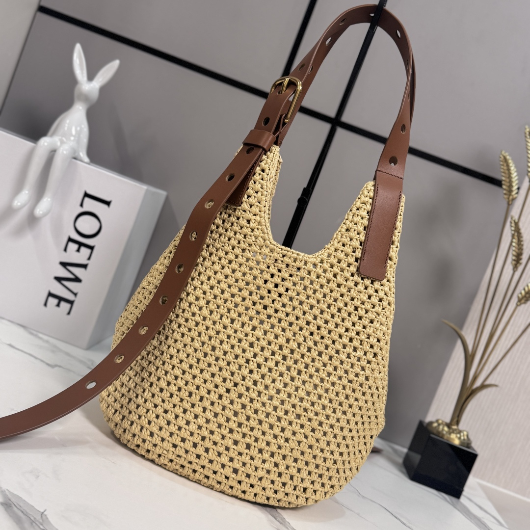 [Loewe] 로에베 Punch Hole Hobo 펀치 홀 호보 라피아 숄더백 가방