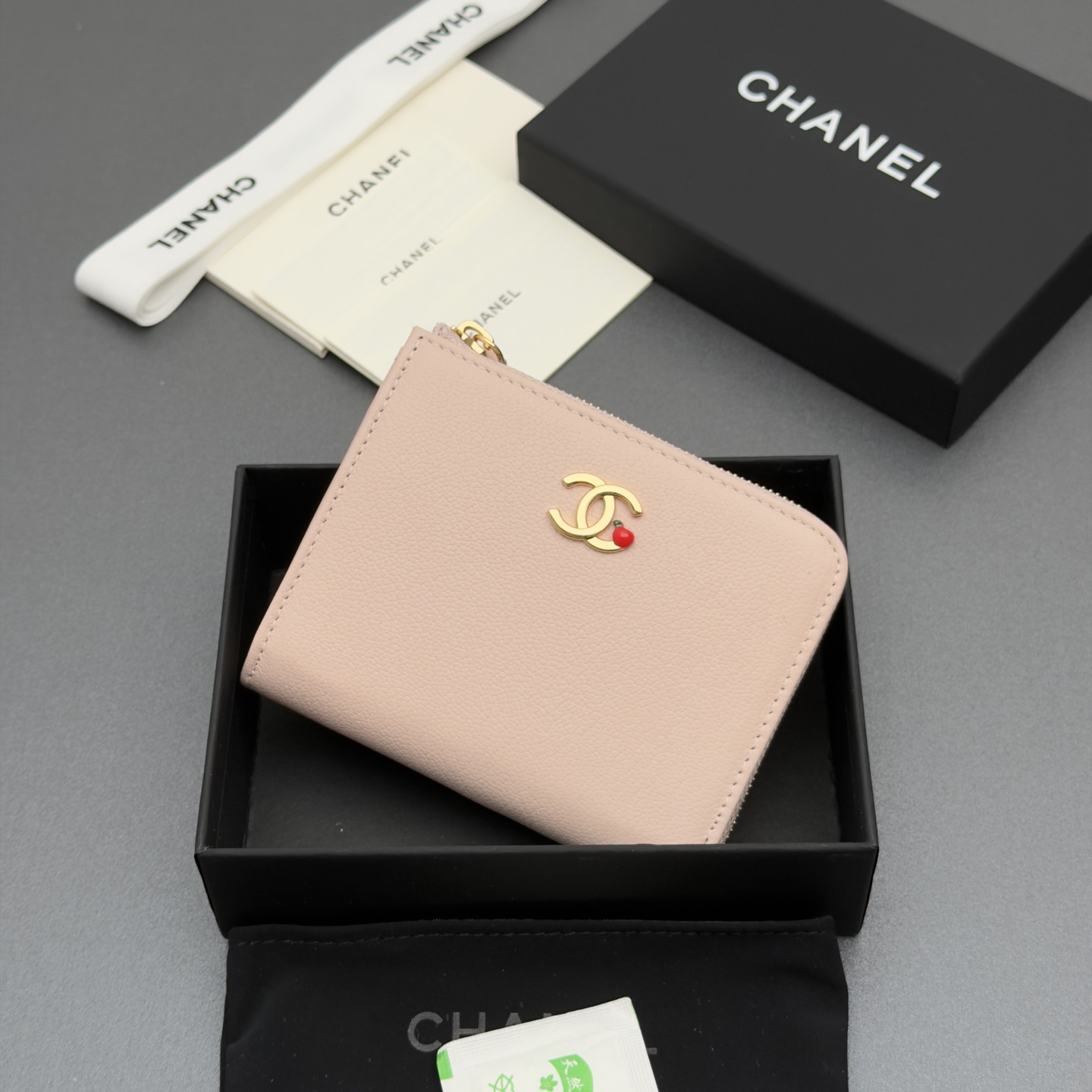 [Chanel] 샤넬 메탈 로고 L자 지퍼 미니 지갑
