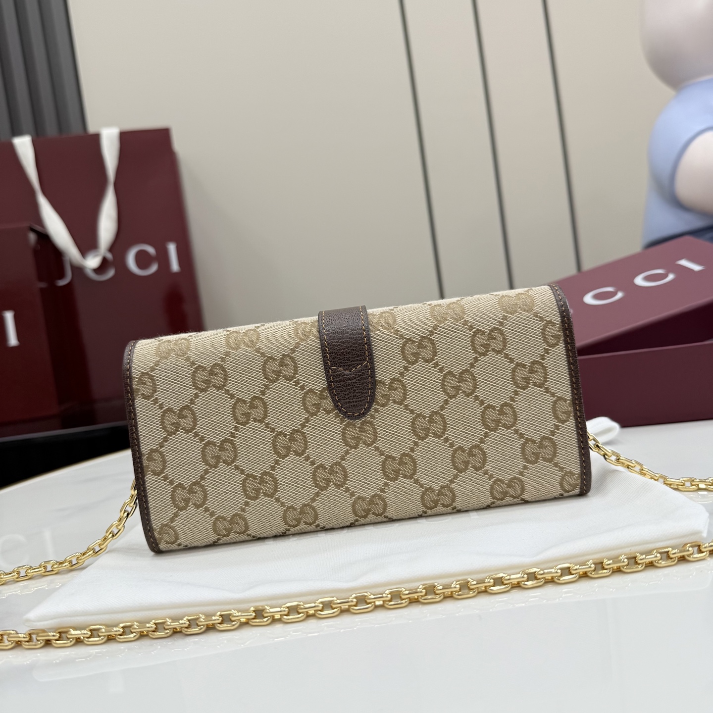 [Gucci] 구찌 26SS Jackie 재키 1961 GG 캔버스 체인 월렛 (WOC) 지갑