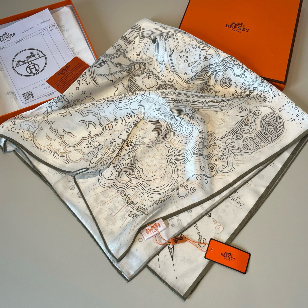 에르메스(HERMES) 온 더 라인 실크 목도리 스카프