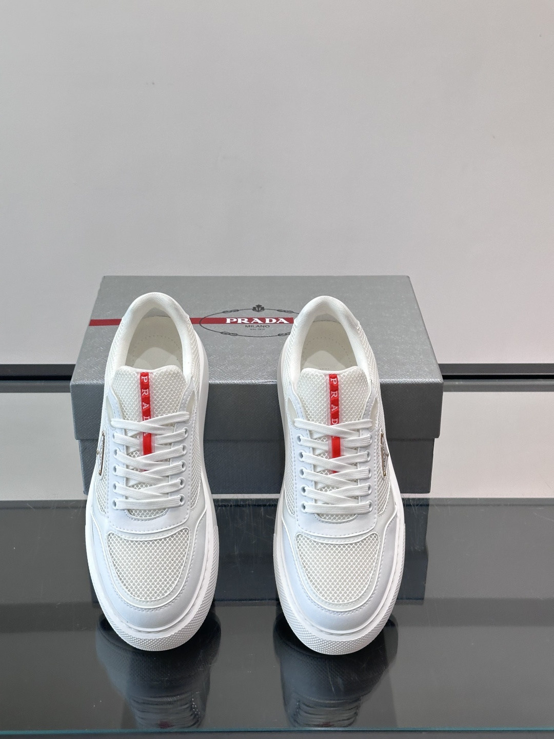 [Prada] 프라다 맨즈 메쉬 믹스 런닝 스니커즈 신발
