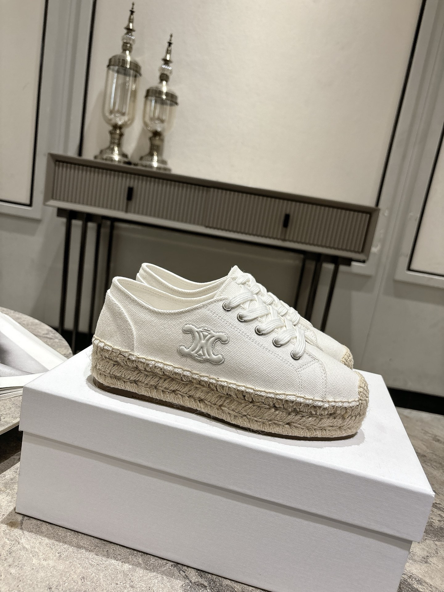 셀린느(CELINE) 스트라이프 에스파드류 레이스업 슈즈 신발