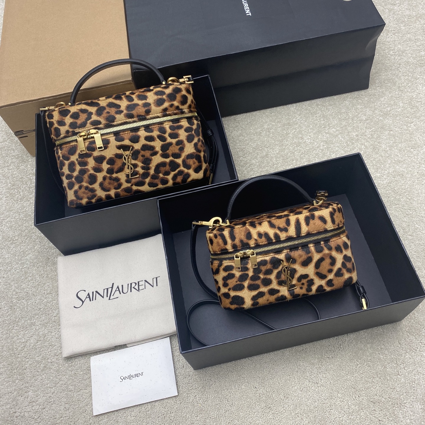 YSL 생로랑 가비(Gaby) 레오파드 라지 화장품 케이스 파우치 백 가방