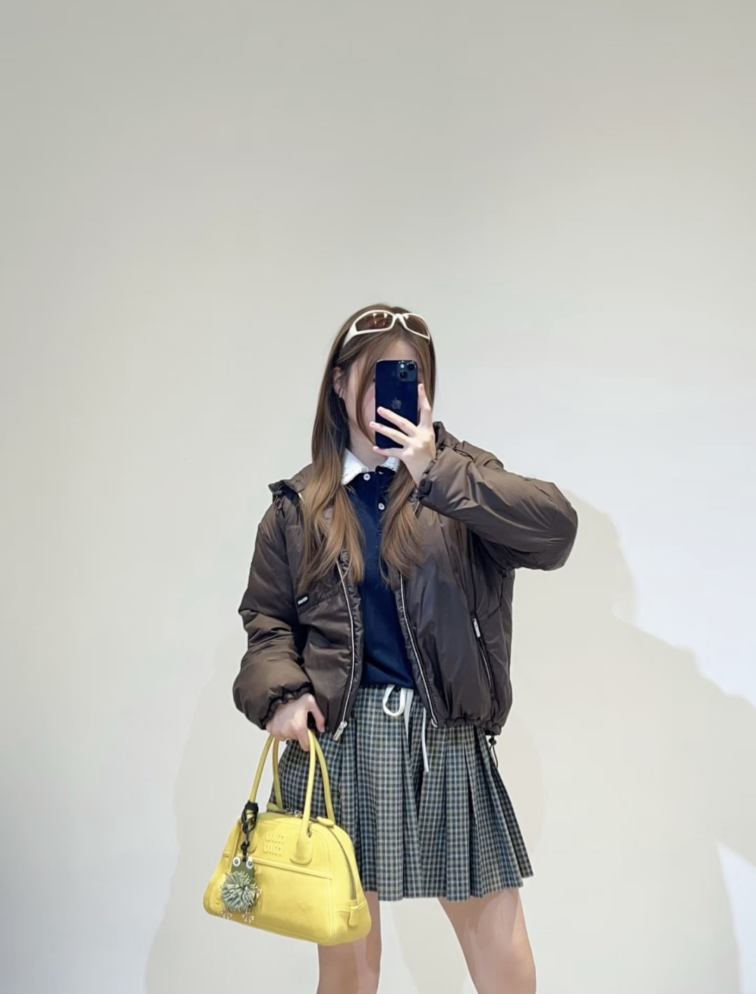 미우미우(MIU MIU) 초콜릿 후드 구스 다운 패딩 재킷 상의 의류