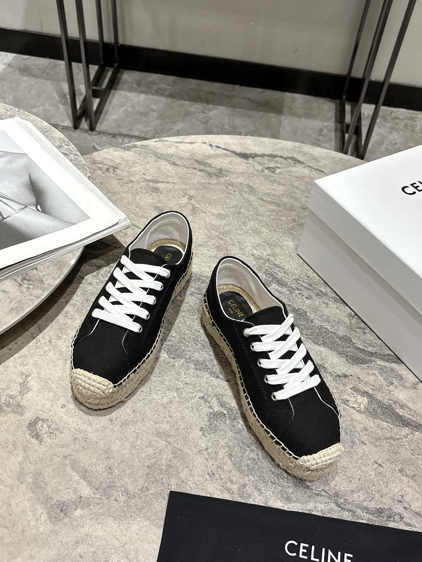 셀린느(CELINE) 스트라이프 에스파드류 레이스업 슈즈 신발