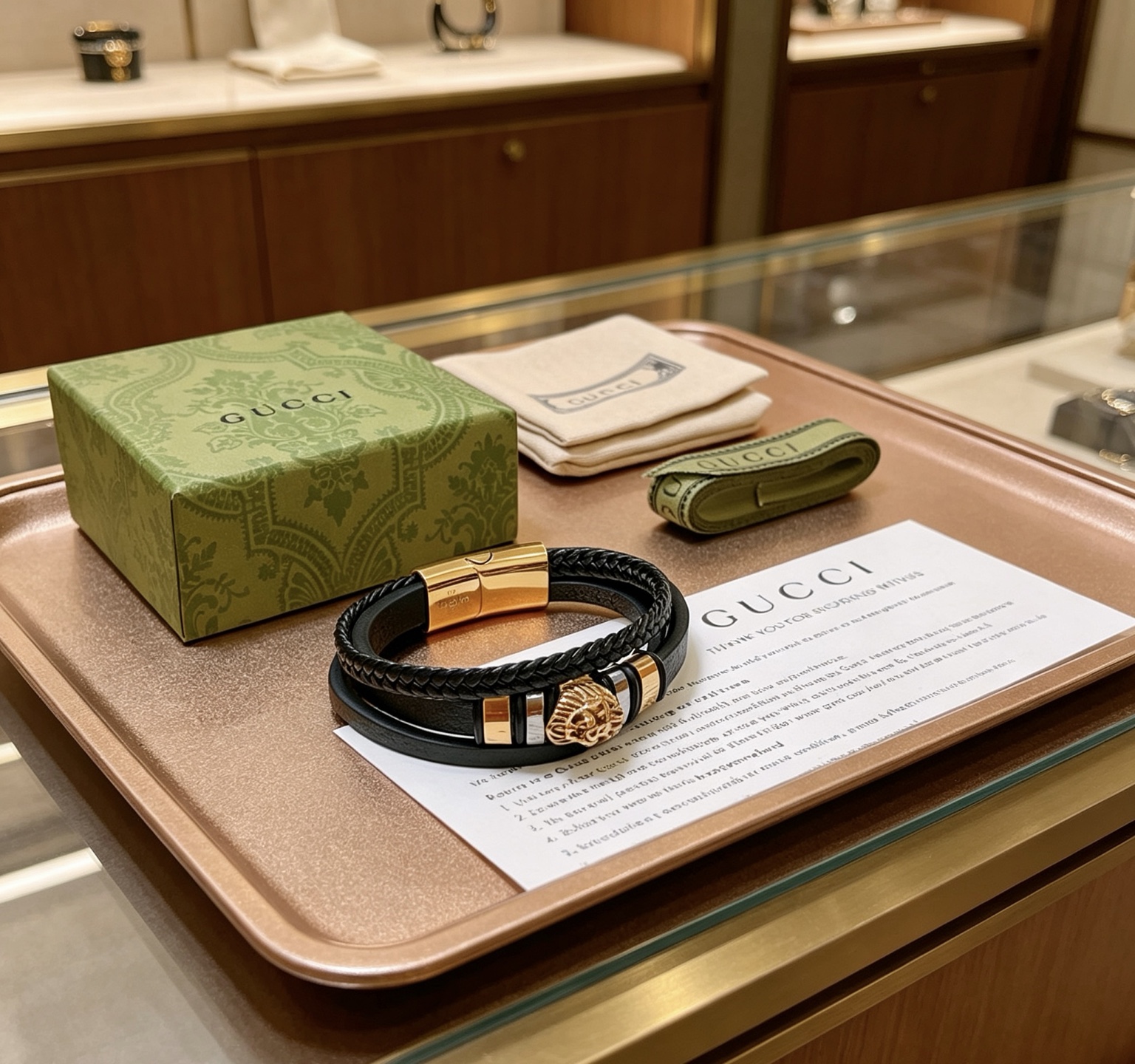 구찌(GUCCI) 더블 G 레더 스트랩 팔찌 악세사리