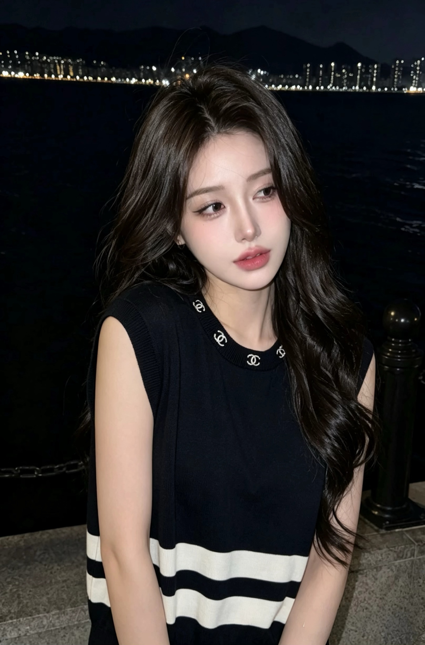 [Chanel] 샤넬 26SS 블랙 자수 니트 민소매 나시 탑 상의 의류