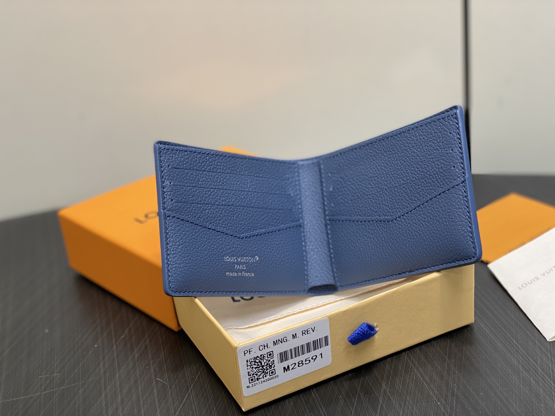 [Louis Vuitton] LV 루이비통 다모플라주 모자이크 멀티플 월릿 (블루) 지갑