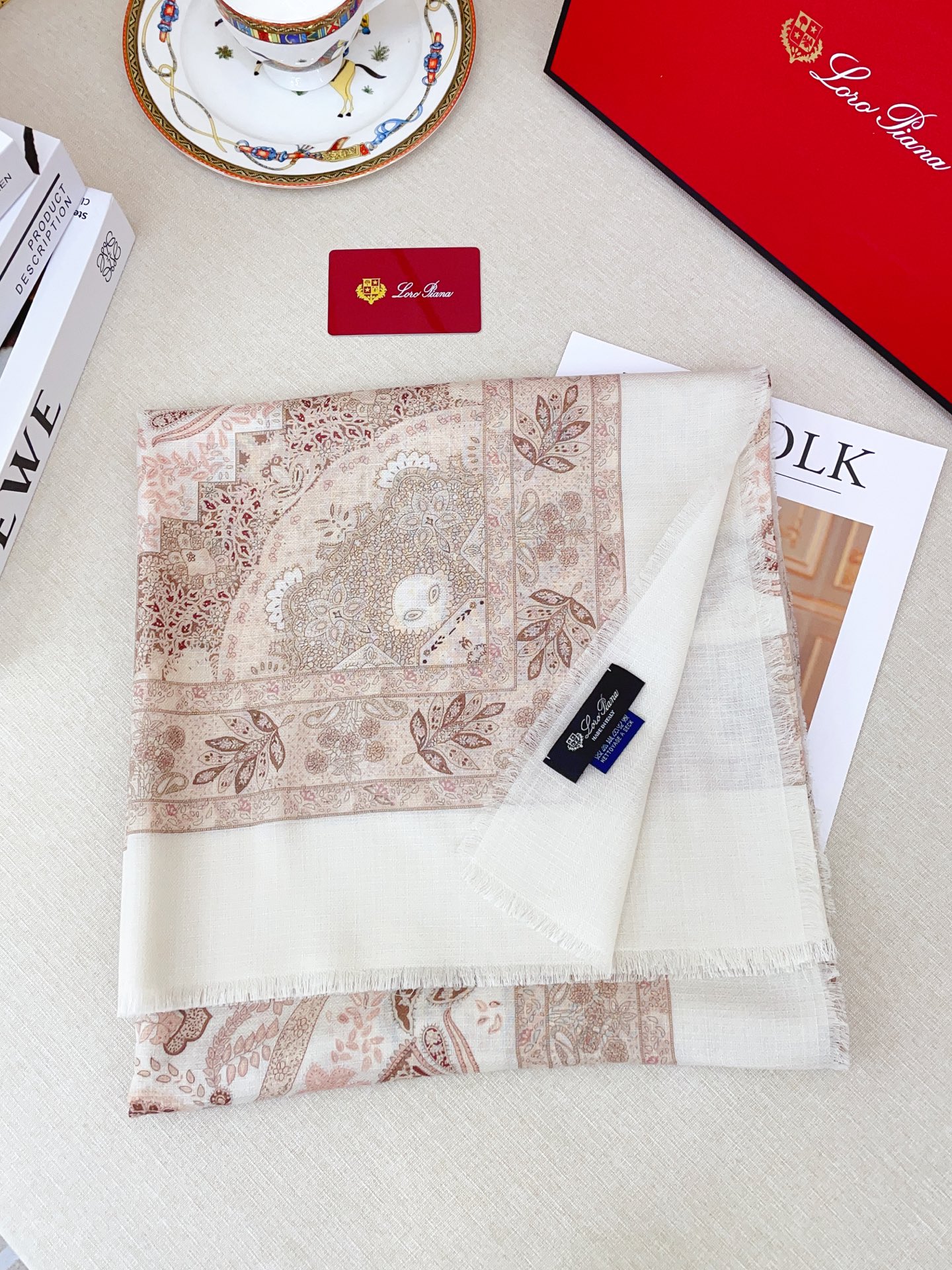 로로피아나(LORO PIANA) 캐시미어 실크 프린지 목도리 스카프