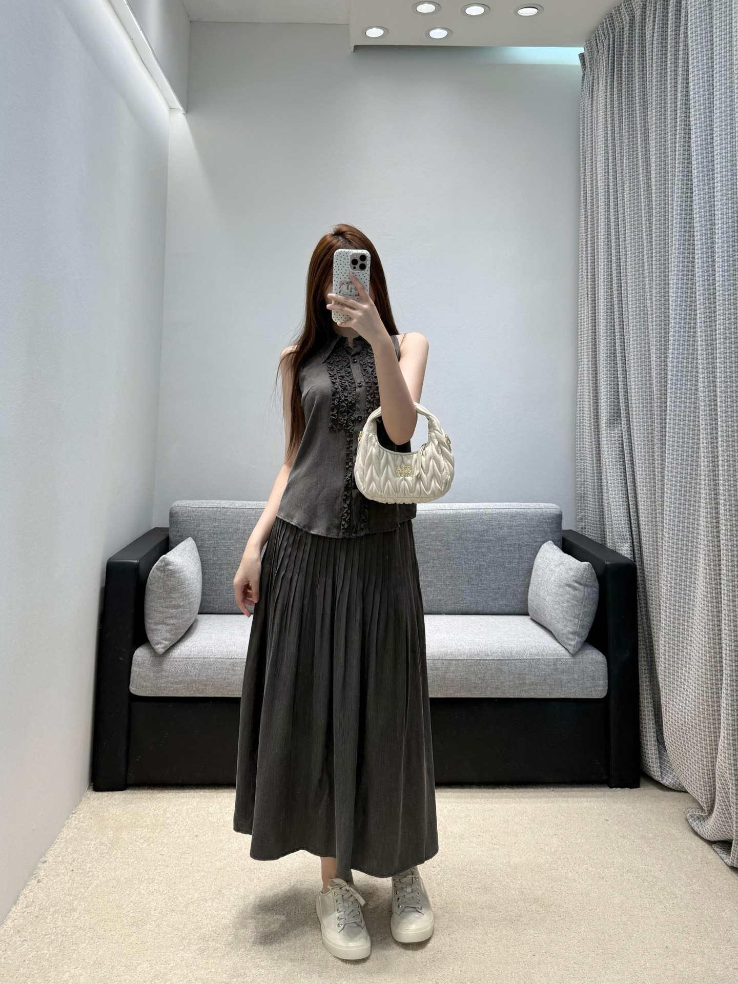 Dior CD 디올 26SS 미니멀 슬릿 셔츠 + 스커트 셋업 세트 의류
