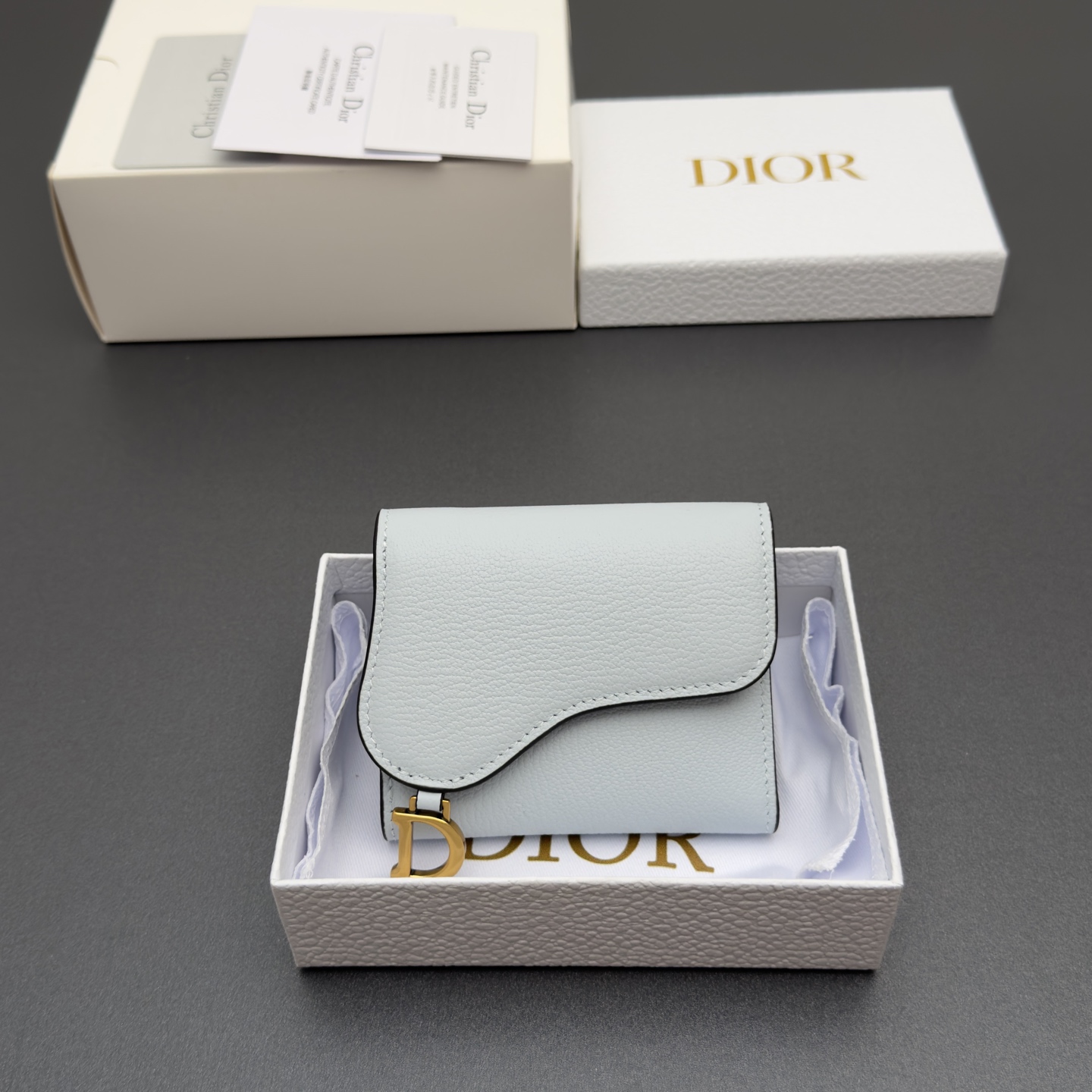 [Dior] 디올 Lotus 로터스 새들 고스트 그레인드 미니 지갑