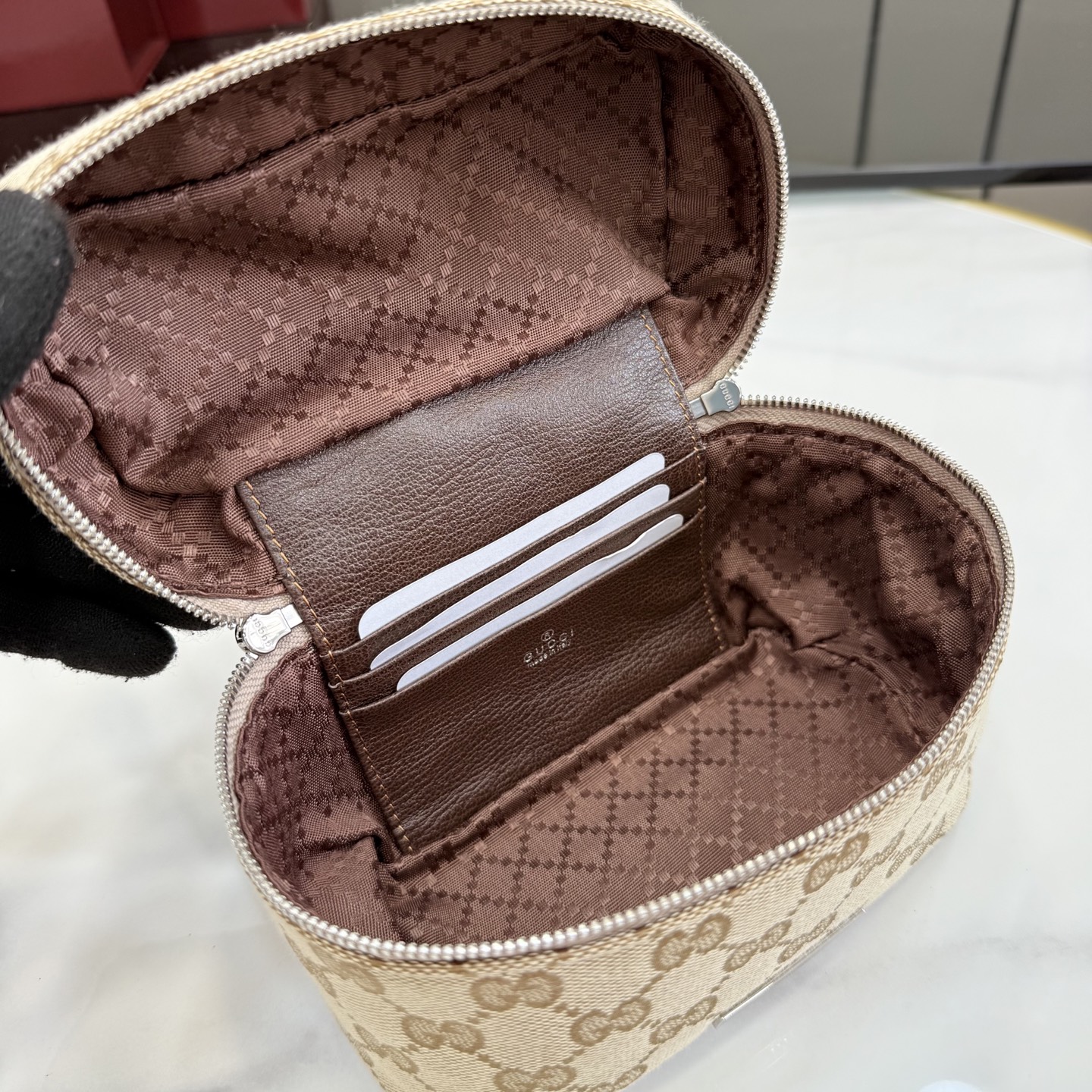 [Gucci] 구찌 Primavera 프리마베라 태그(Tag) GG 캔버스 탑 핸들 미니 백 가방