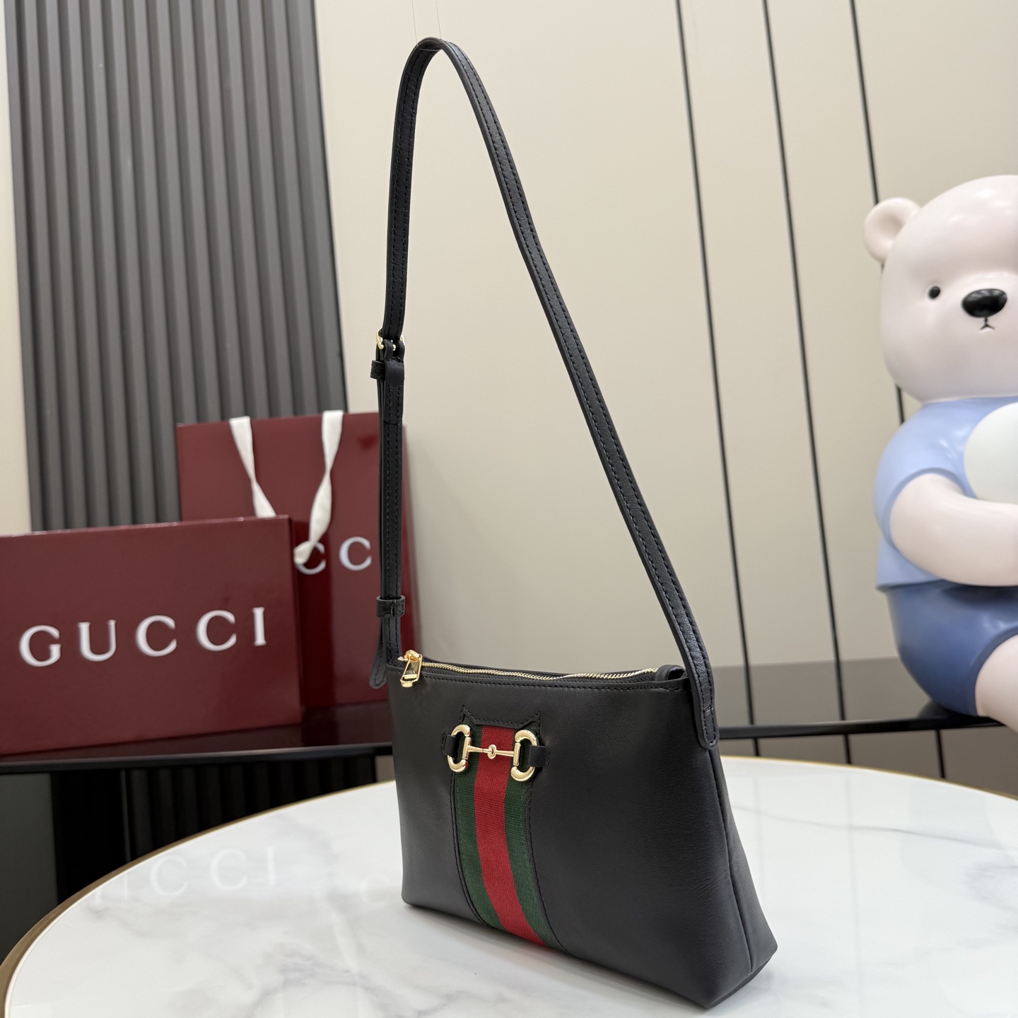 [Gucci] 구찌 26SS 홀스빗 웹 레더 미니 숄더백 가방