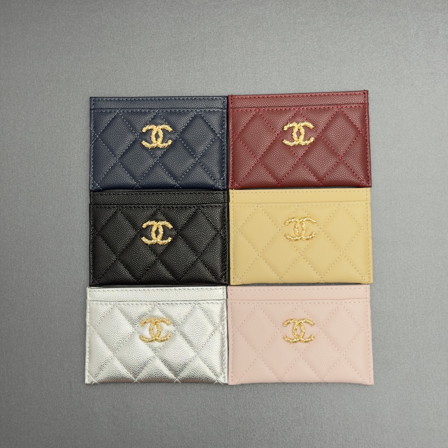 [Chanel] 샤넬 26SS 캐비어 멀티 젬스톤 슬림 카드 홀더 지갑